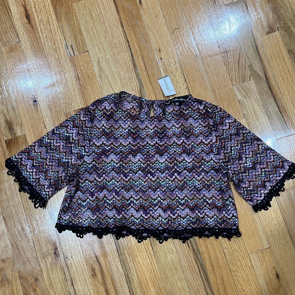 Multicolored For Love and Lemons crop top.